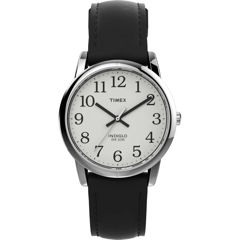 Timex Easy Reader 35mm White Dial Black Leather Ladies Quartz Watch T20501
