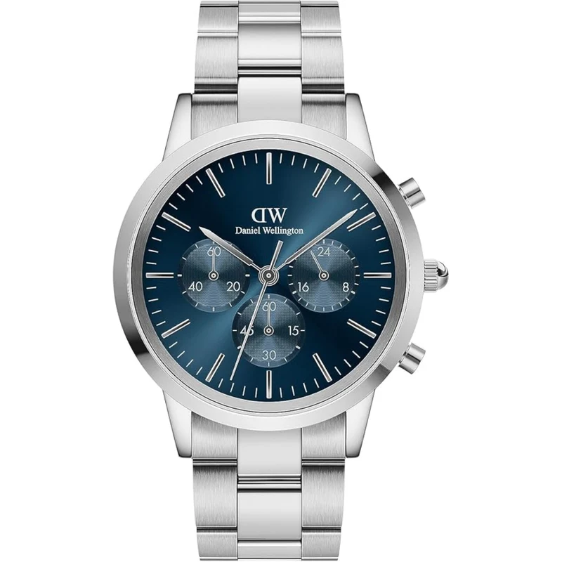 Daniel Wellington Iconic 42mm Chronograph Blue Dial Steel Mens Watch DW00100644