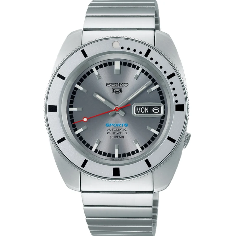 Seiko 5 Sports 'Ash Blue' 1968 Recreation Limited Edition Silver Dial Men's Watch SPRL03K1