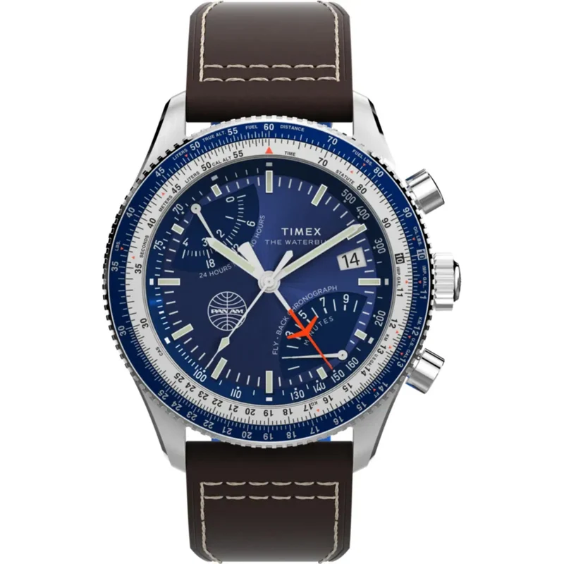 Timex Flyback 43mm Chronograph Blue Dial Mens Quartz Watch TW2W97200