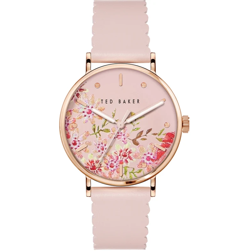 Ted Baker Ladies Multifunction Pink Dial Leather Strap Watch BKPPHS238
