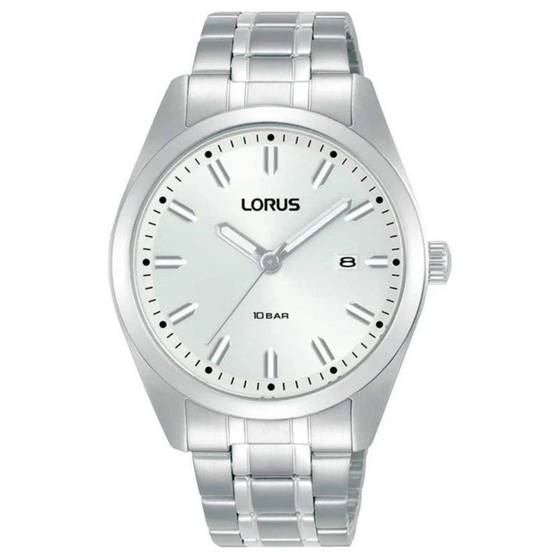 Lorus Sports Date Stainless Steel White Sunray Dial Men's Watch RH977PX9