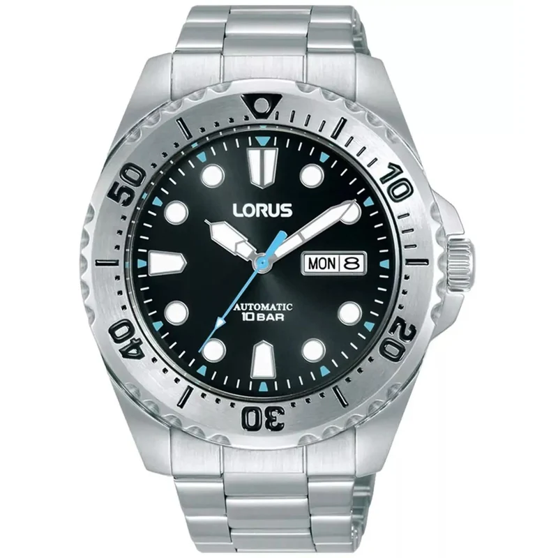 Lorus Automatic Men's Black Dial Stainless Steel Bracelet Watch RL471BX9