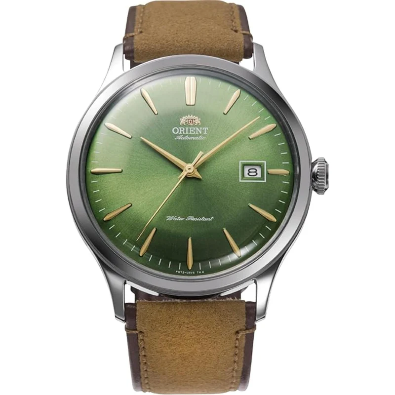 Orient Bambino 42mm Green Dial Leather Mens Automatic Watch RA-AC0P01E10B