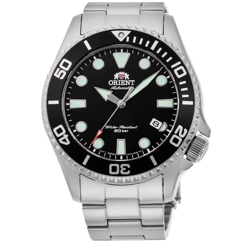 Orient Triton 43mm Black Dial Steel Mens Automatic Watch RA-AC0K01B10B