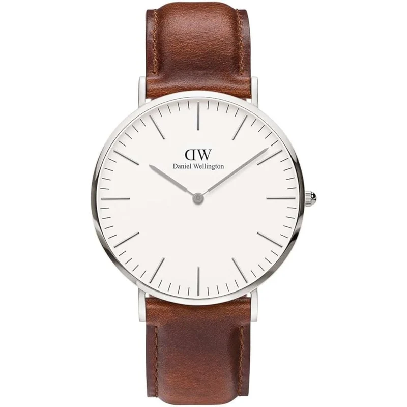 Daniel Wellington Classic 40mm White Dial Leather Mens Quartz Watch DW00100021