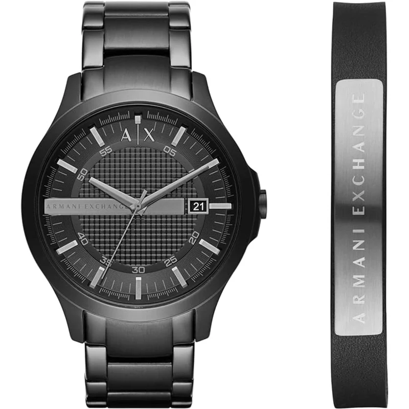 Armani Exchange Hampton 46mm Black Dial Steel Mens Quartz Watch AX7101