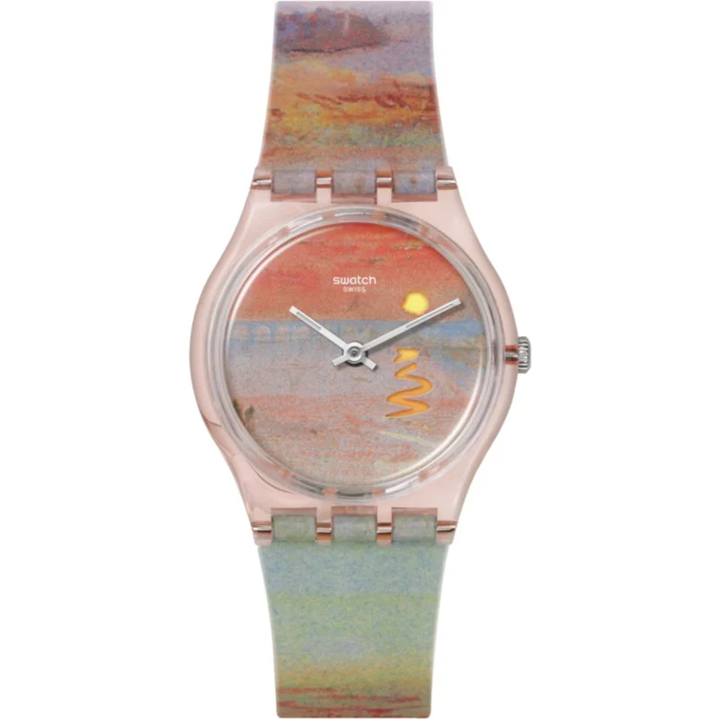 Swatch Turner's Scarlet Sunset Pink Dial Silicone Strap Watch SO28Z700C