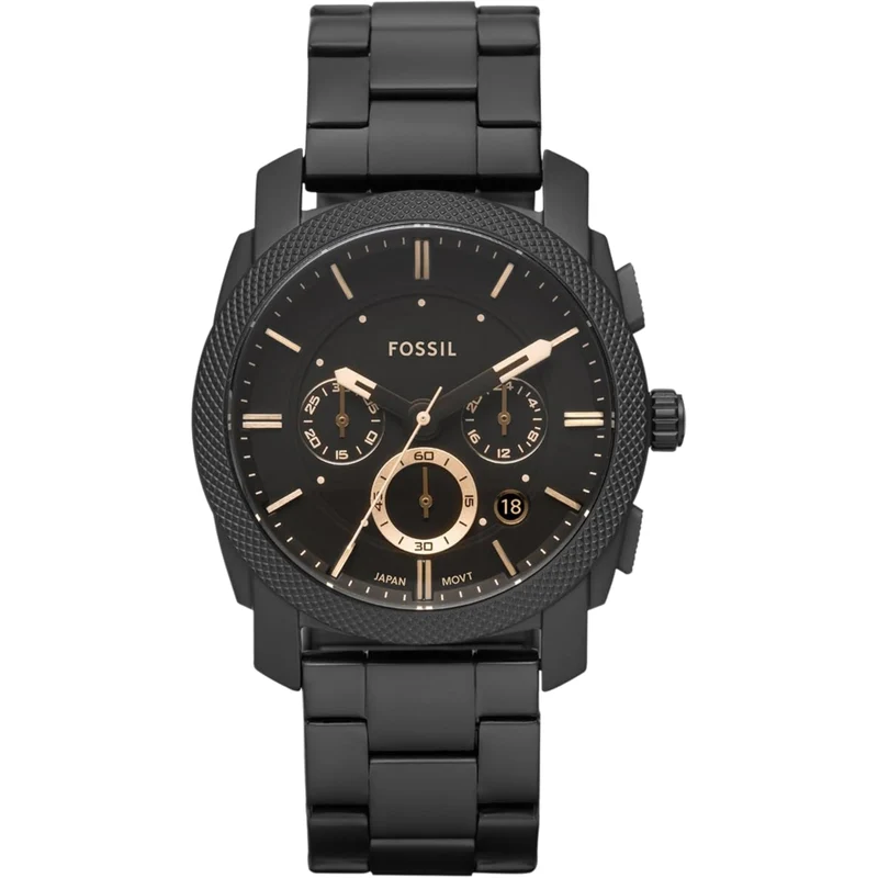 Fossil Machine 42mm Chronograph Black Dial Steel Mens Quartz Watch FS4682