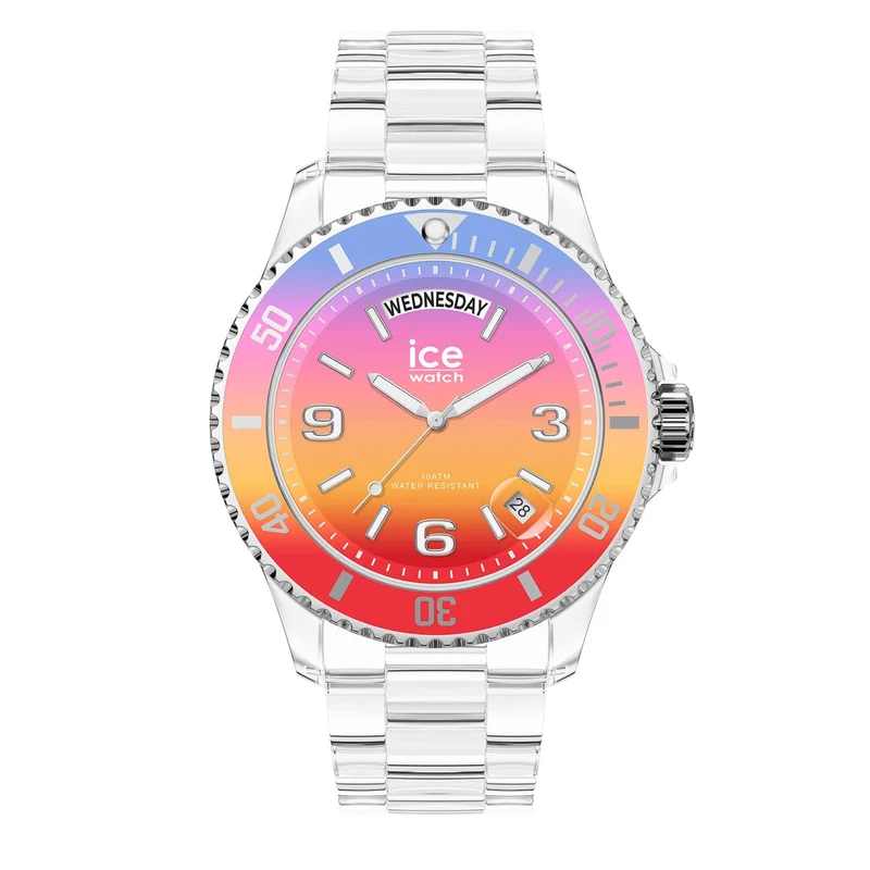 ICE Watch ICE Clear Sunset Energy Pink Orange Red Dial Silicone Strap Watch 021436