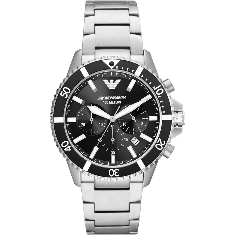 Emporio Armani Diver 43mm Chronograph Black Dial Mens Quartz Watch AR11360