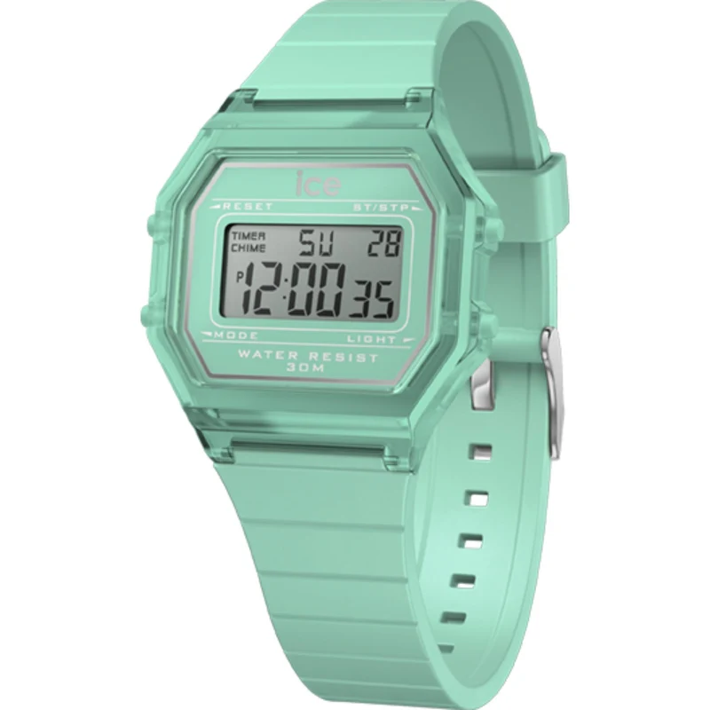 ICE Digit Retro Azure Blue Dial Clear Silicone Strap Digital Men’s Watch 022889