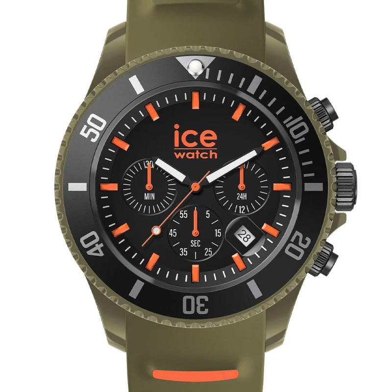 ICE Watch ICE Chrono Khaki Orange Dial Silicone Strap Watch 021427