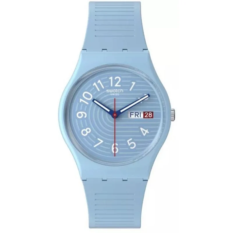 Swatch Trendy Lines in the Sky Light Blue Dial Silicone Watch SO28S704