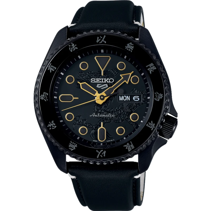 Seiko 5 Sports x Bruce Lee Limited Edition Automatic Black Dial Black Leather Strap SRPK39K1