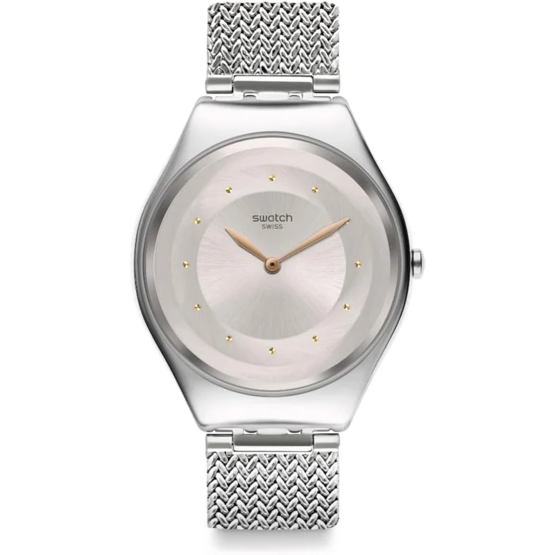 Swatch Skin Irony SkinSand Milanese Mesh Bracelet Beige Dial Ladies Watch SYXS117M