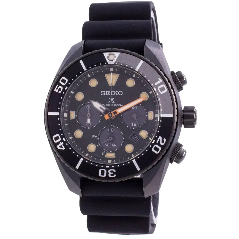 Seiko Limited Edition Diver’s Prospex Black Series ‘Sumo’ Solar Black Dial Silicone Strap Men's Watch SSC761J1