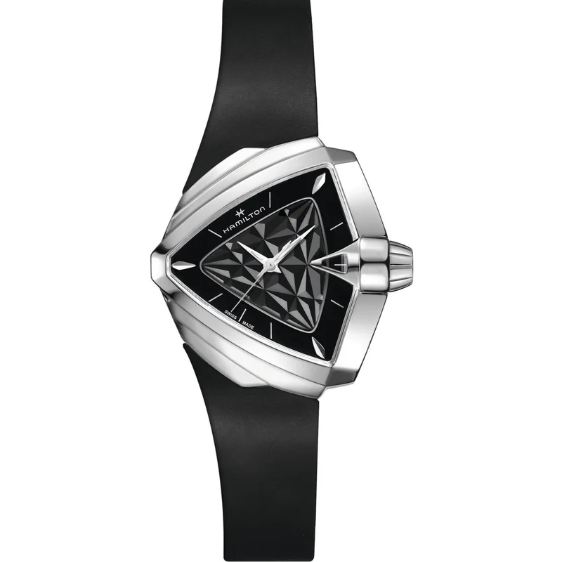 Hamilton Ventura 38mm Black Dial Rubber Mens Quartz Watch H24251330