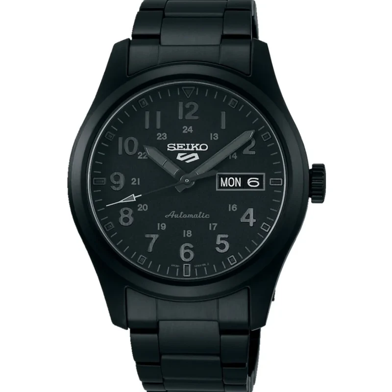 Seiko 5 Sports Field Military 'Stealth' Automatic Black Dial Black PVD Men's Watch SRPJ09K1
