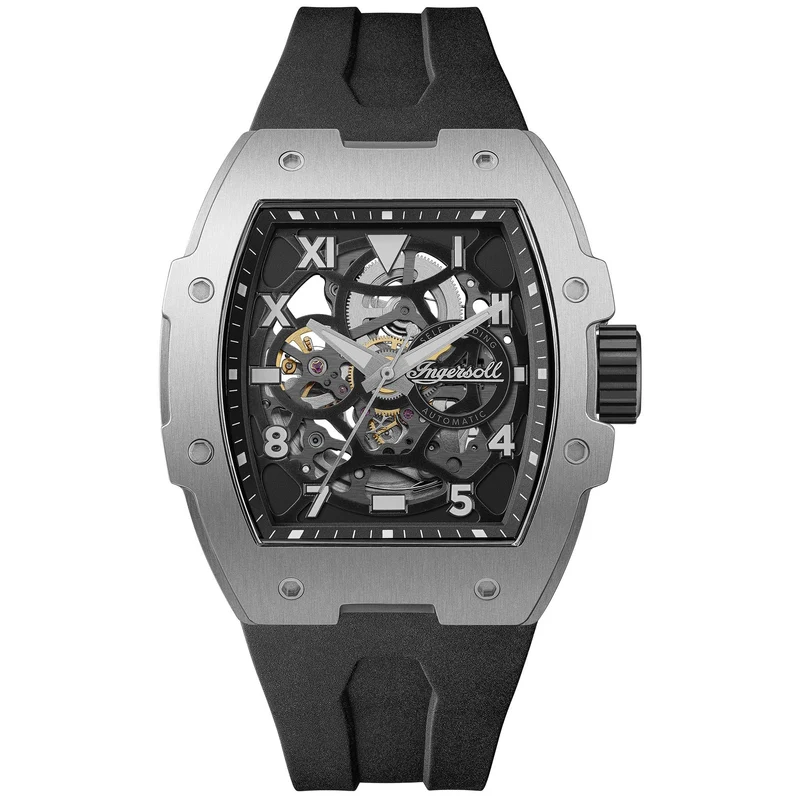 Ingersoll 1892 The Play Automatic Men's Watch with Black Skeleton Dial and Black PU Strap - I15301