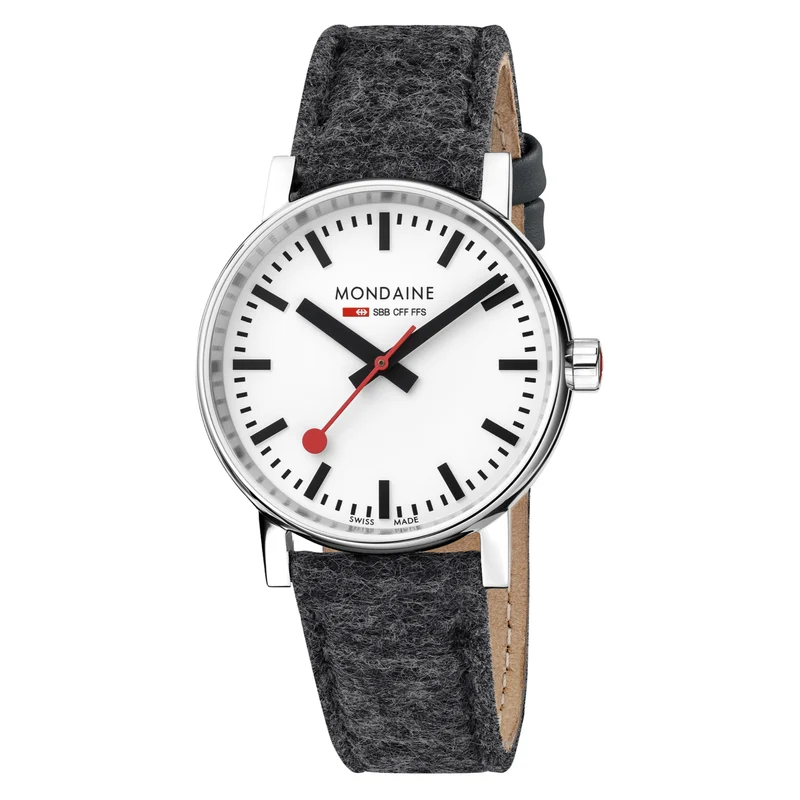 Mondaine Evo2 Quartz White Dial Black Synthetic Watch MSE.35110.LH