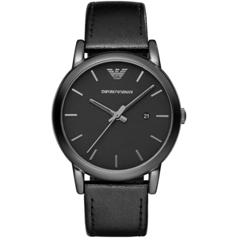 Emporio Armani Gianni 41mm Black Dial Leather Mens Quartz Watch AR1732