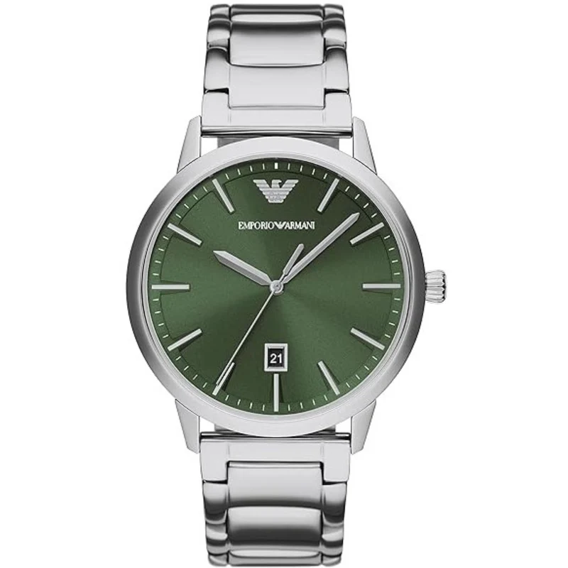 Emporio Armani Ruggero 43mm Green Dial Steel Mens Quartz Watch AR11575