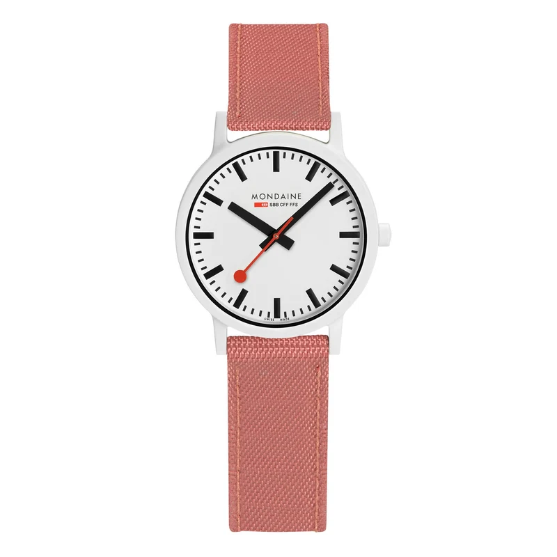 Mondaine Essence Sustainable Ladies Watch Quartz Movement White Dial Textile Strap MS1.32111.LP