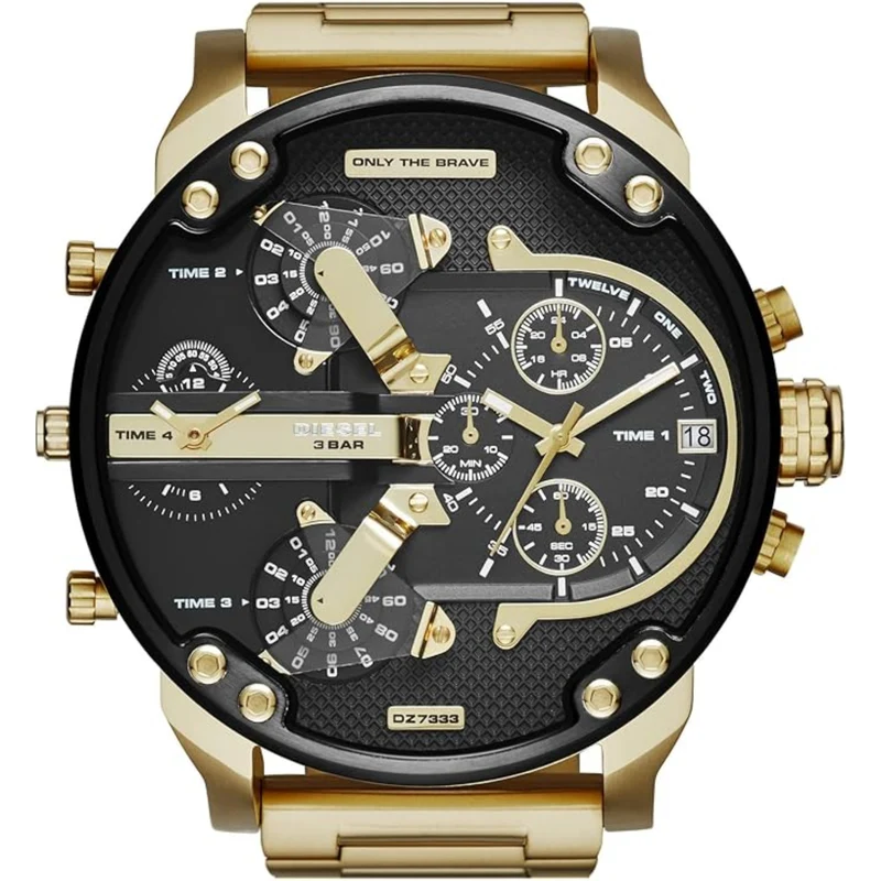 Diesel Mr. Daddy 57mm Chronograph Black Dial Steel Mens Quartz Watch DZ7333