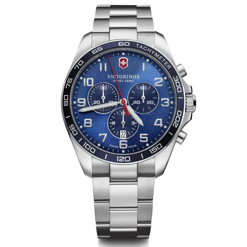 Victorinox FieldForce 42mm Chronograph Blue Dial Steel Mens Quartz Watch 241901