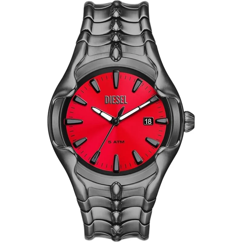 Diesel Vert 44mm Red Dial Steel Mens Quartz Watch DZ2199