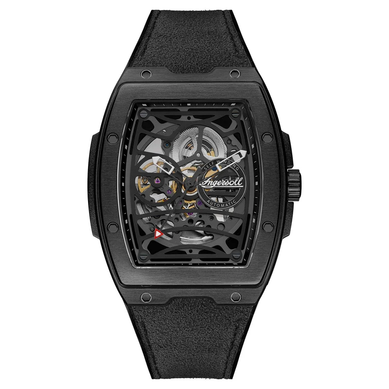 Ingersoll The Challenger Automatic Black Skeleton Dial Black Plastic Strap Men's Watch I12307