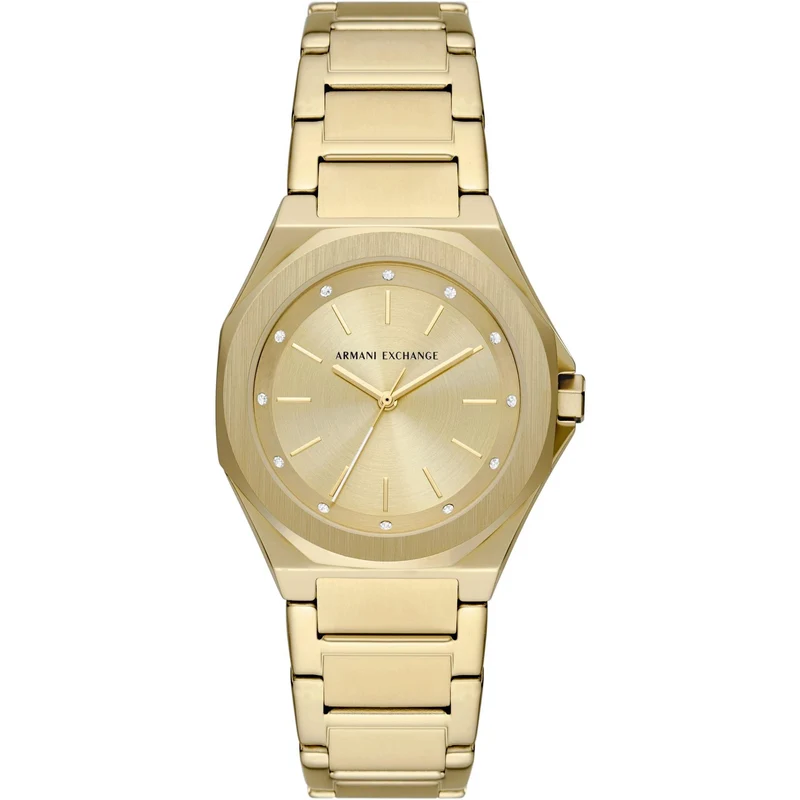 Armani Exchange Andrea 34mm Gold Dial Steel Ladies Quartz Watch AX4608