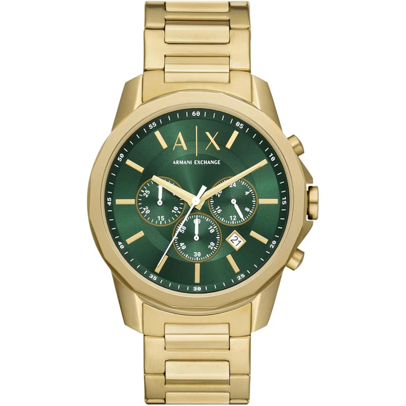 Armani Exchange Banks 44mm Chronograph Green Dial Steel Mens Quartz Watch AX1746