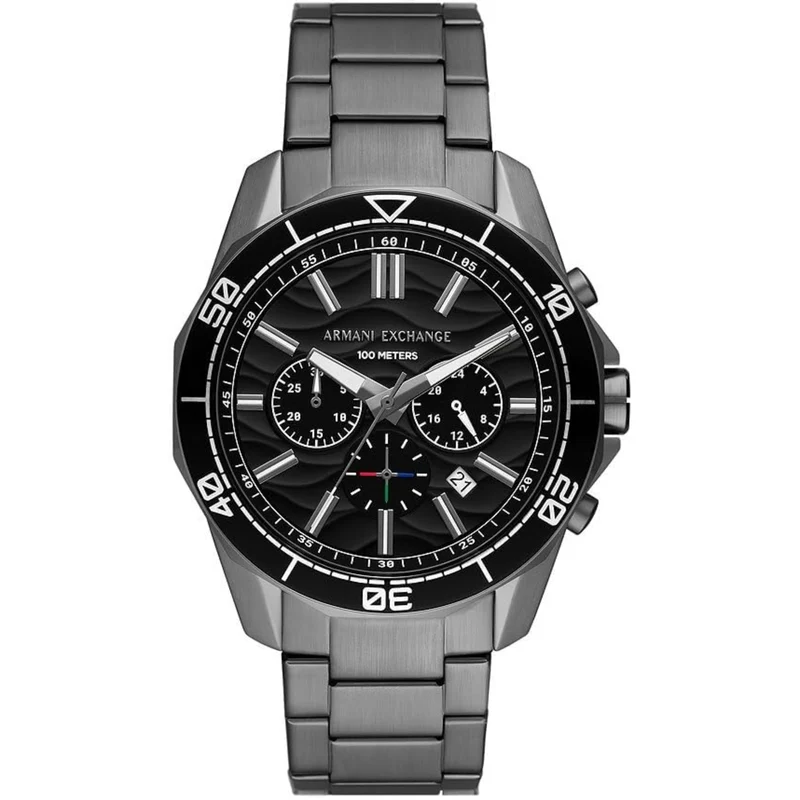 Armani Exchange Spencer 44mm Chronograph Black Dial Steel Mens Quartz Watch AX1959