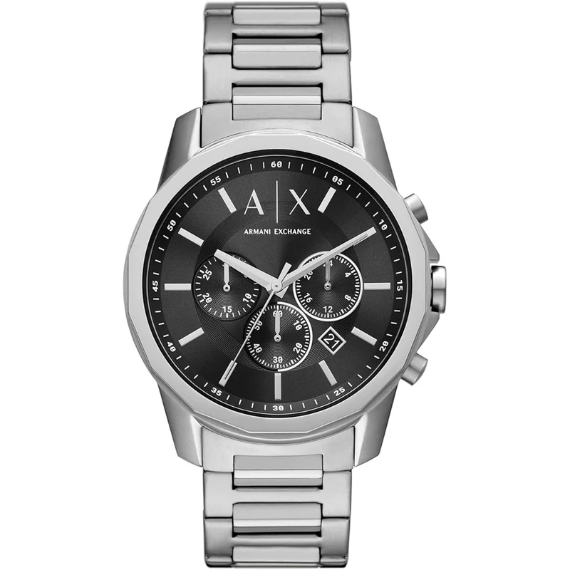 Armani Exchange Banks 44mm Chronograph Black Dial Steel Mens Quartz Watch AX1720