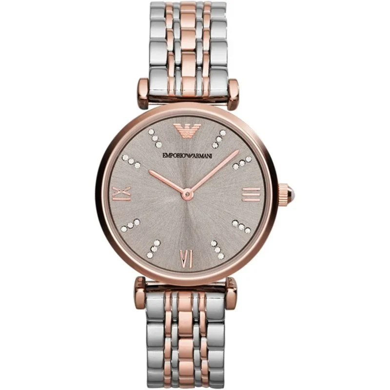 Emporio Armani Gianni T-BAR 32mm Champagne Dial Steel Ladies Quartz Watch AR1840