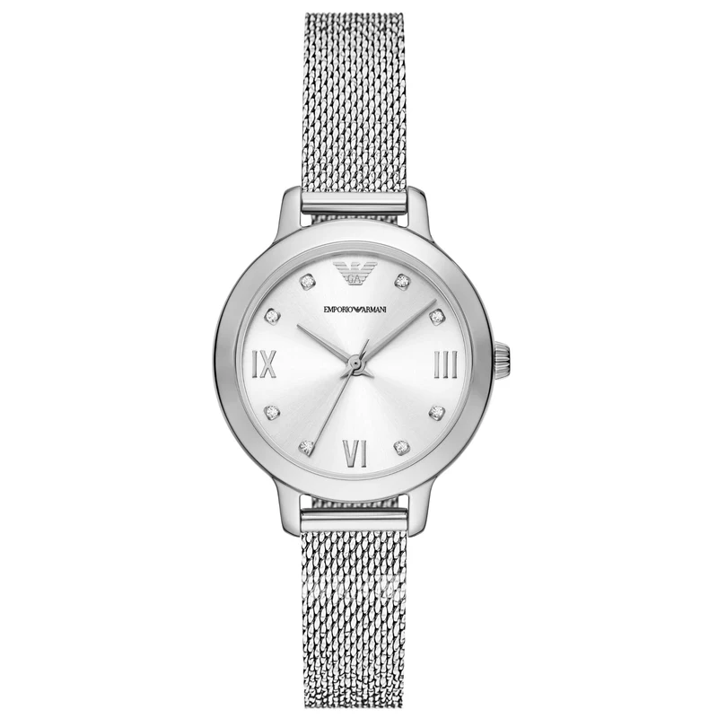 Emporio Armani Cleo 32mm Silver Dial Steel Ladies Quartz Watch AR11584