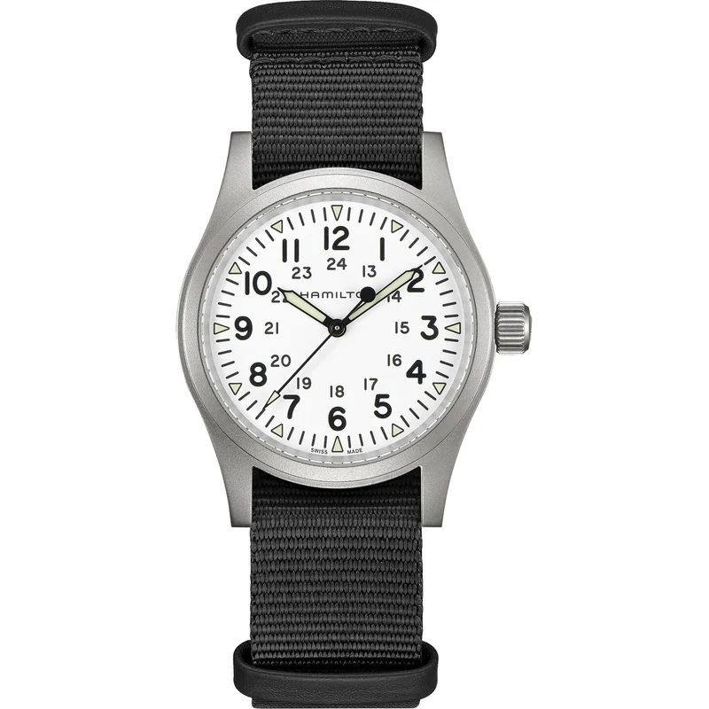 Hamilton Khaki Field 38mm White Dial NATO Mens Mechanical Watch H69439910