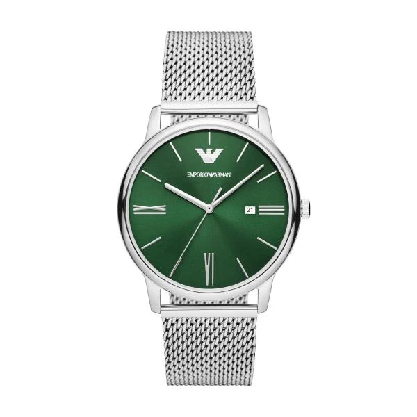 Emporio Armani Minimalist 42mm Green Dial Steel Mens Quartz Watch AR11578