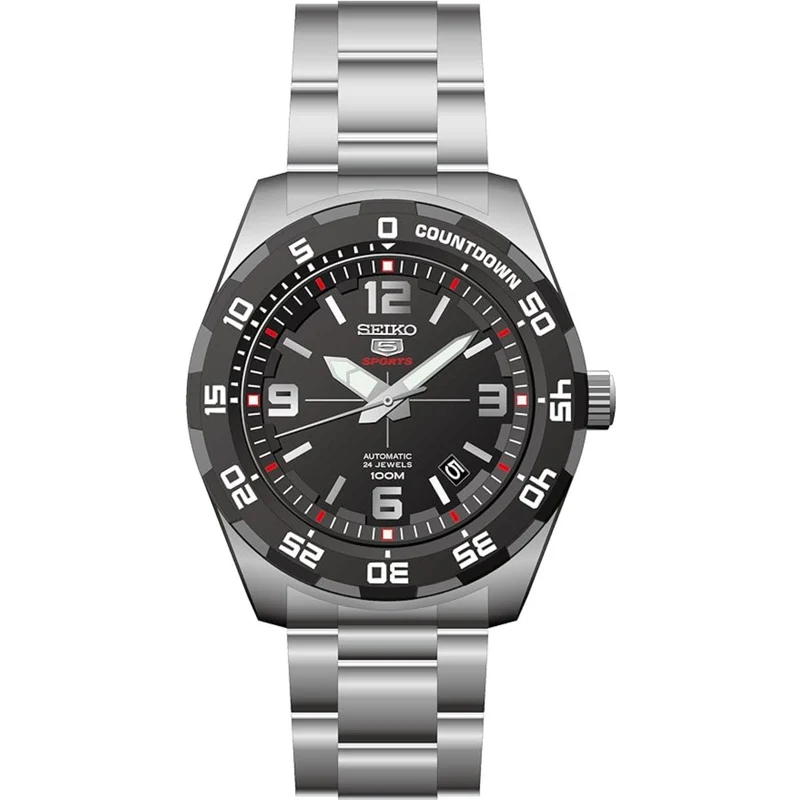 Seiko 5 Sports Automatic Black Dial Silver Stainless Steel Men's Watch SRPB81K1