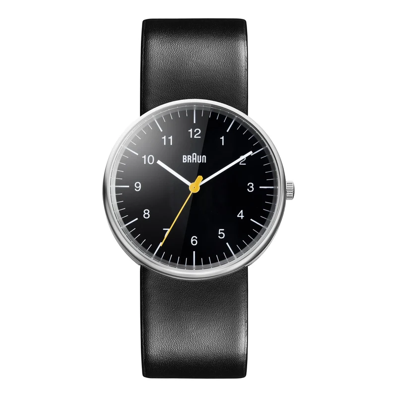 Braun Classic Quartz Black Dial Black Leather Strap Men’s Watch BN0021BKBKG