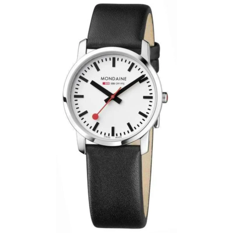 Mondaine Simply Elegant Quartz White Dial Leather Strap Watch A400.30351.11SBB