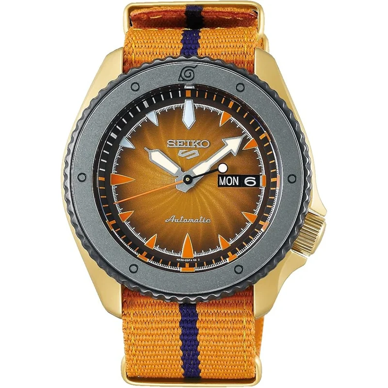 Seiko 5 Sports Naruto & Boruto Automatic Orange Dial Nylon Strap Men's Watch SRPF70K1