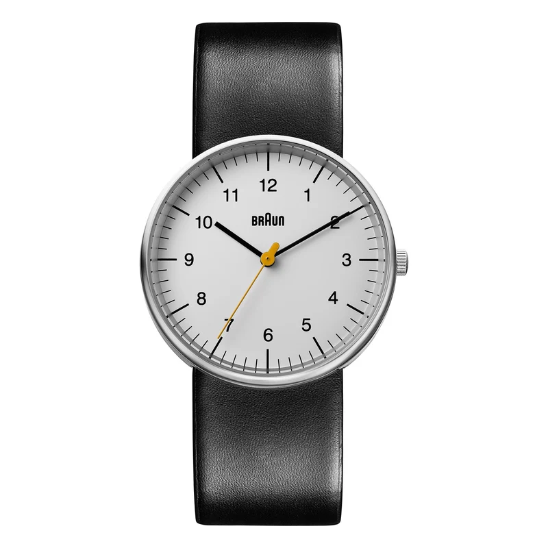 Braun Classic Quartz White Dial Black Leather Strap Men’s Watch BN0021BKG