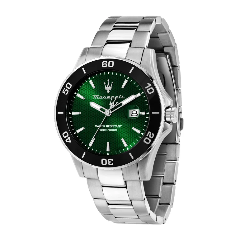 Maserati Competizione Quartz Green Dial Steel Bracelet Men’s Watch R8853100038