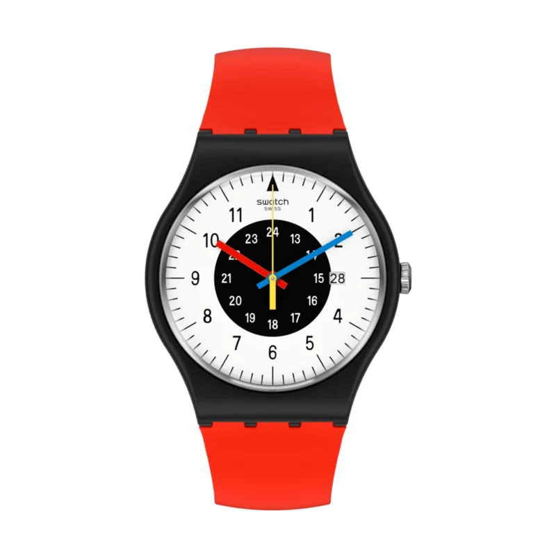 Swatch Original Gent 1984 Rouge & Noir Quartz White Dial Men's Watch SO32B401
