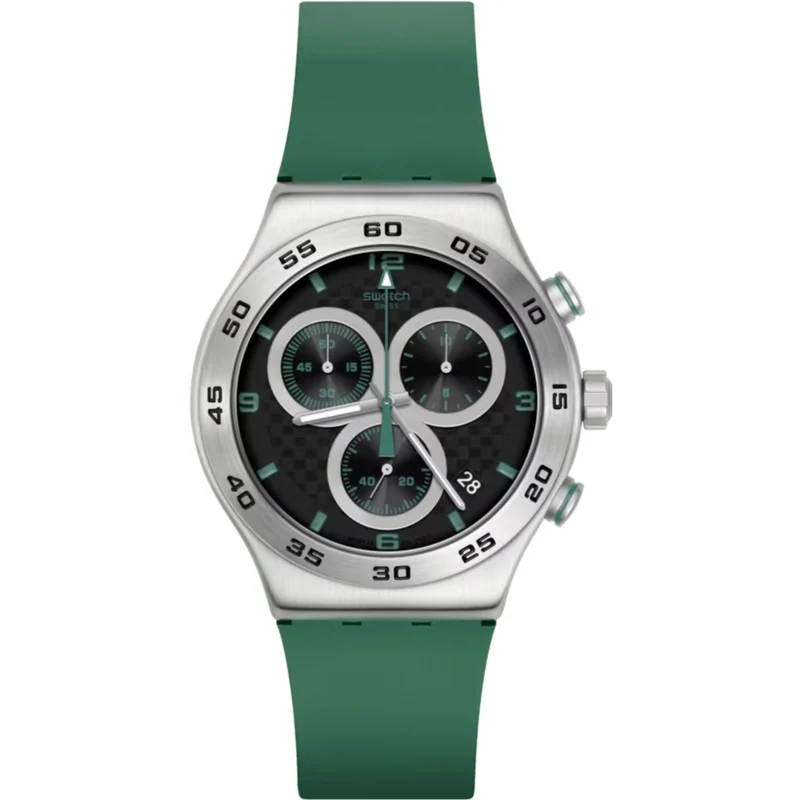 Swatch CARBONIC GREEN Green Silicone Strap Watch YVS525