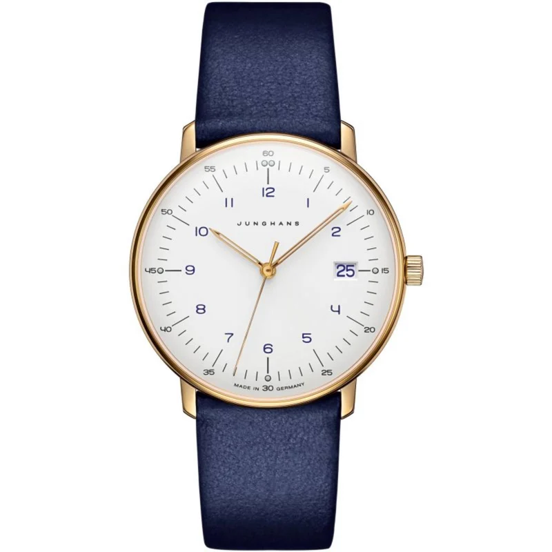 Junghans Max Bill Damen Quartz White Dial Blue Leather Strap Ladies Watch 047/7851.04
