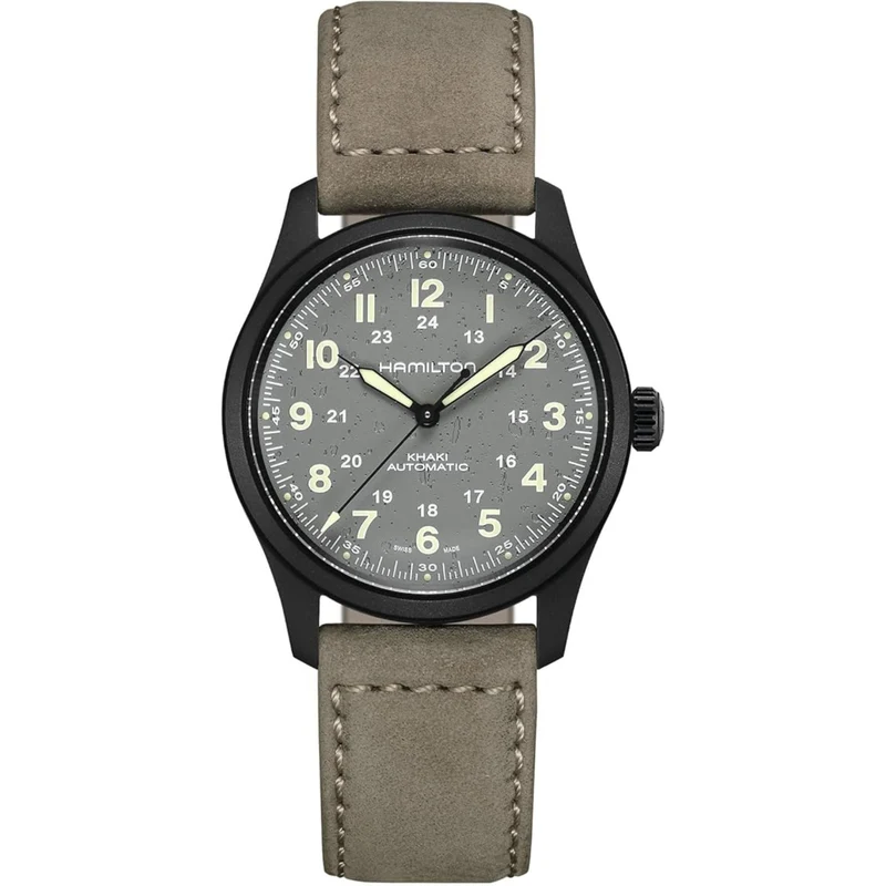Hamilton Khaki Field 42mm Grey Dial Leather Mens Automatic Watch H70215880